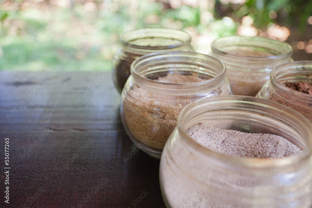 Open jars with spices Open jars with spices