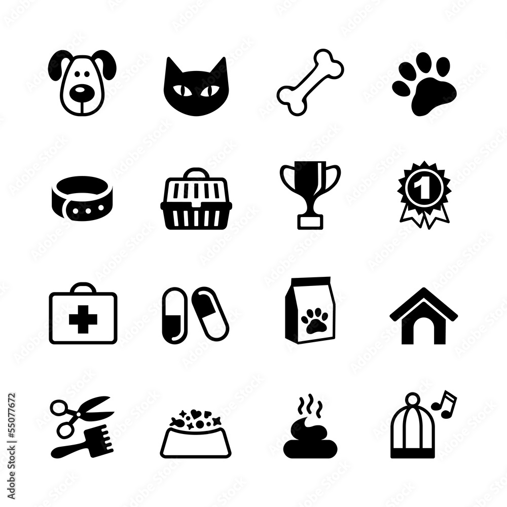 Pets icons set Pets icons set