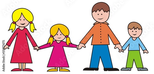 family, four people, vector