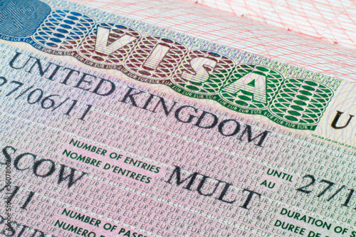 United Kingdom visa in passport