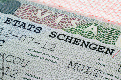 Fotografie Schengen visa in passport
