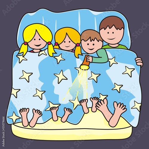 family in the bed, vector illustration