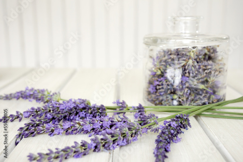 Fototapeta Naklejka Na Ścianę i Meble -  Lavender on a white table