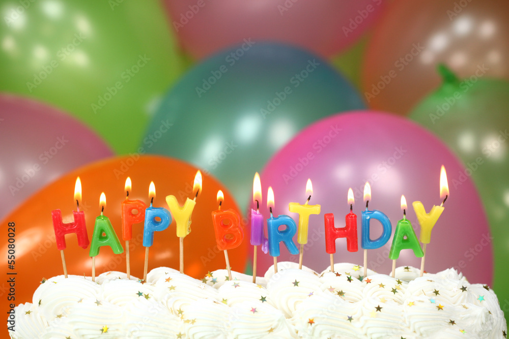 Ταπετσαρία Celebration with Balloons Candles and Cake