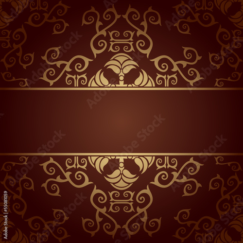 Brown background baroque vector with flowers