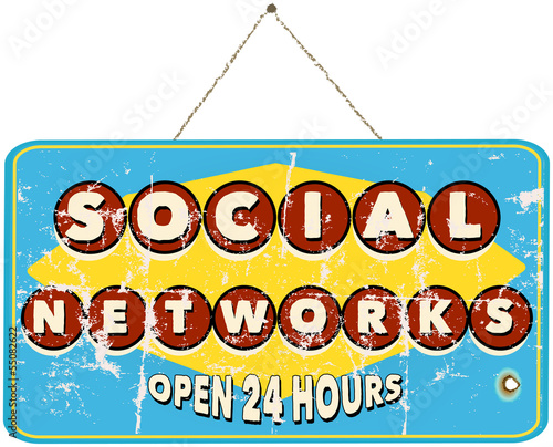 social networks, vintage sign