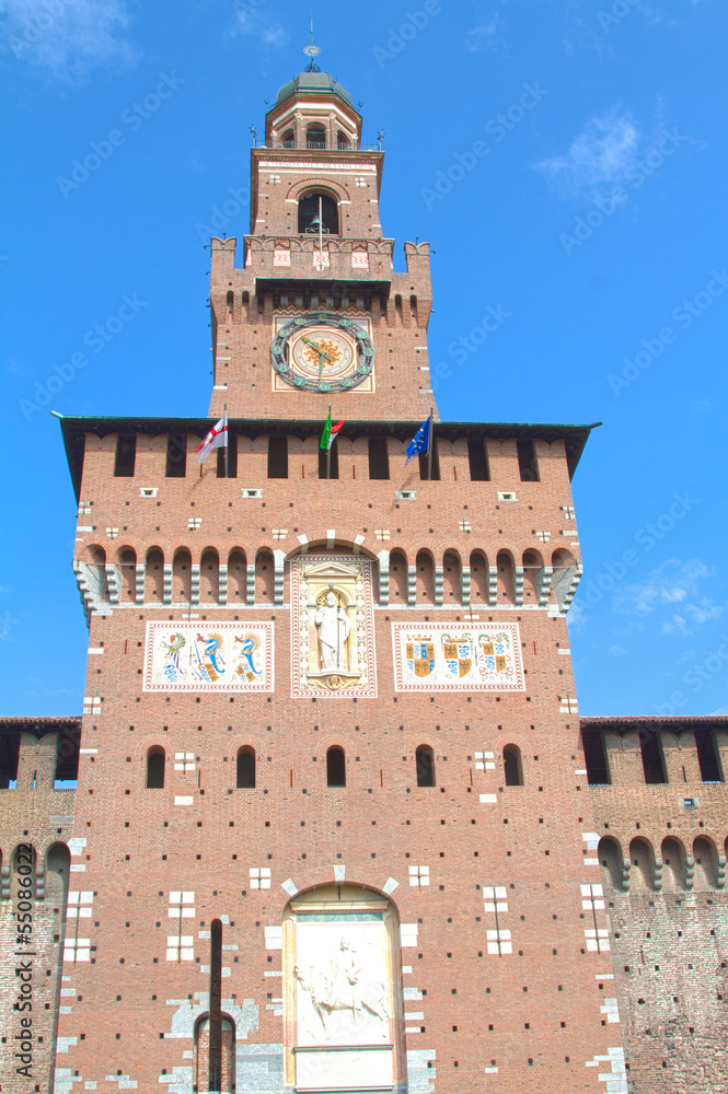 Glimpse of Sforza castle, Milan