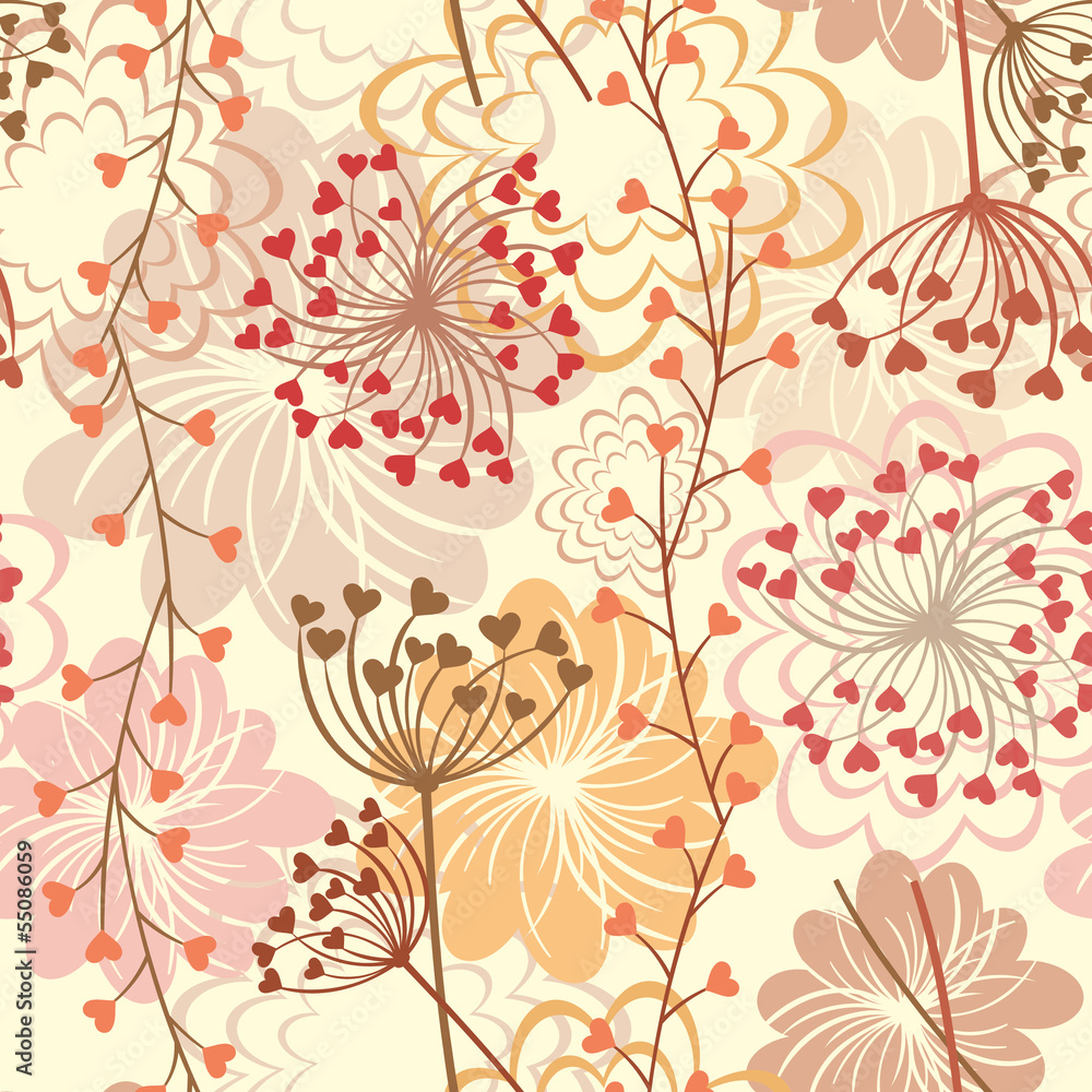Seamless floral retro vector background