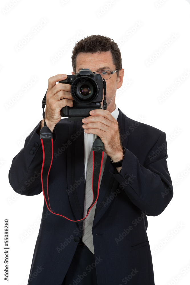 erwachsener attraktiver mann fotograf mit digital kamera dslr erwachsener attraktiver mann fotograf mit digital kamera dslr