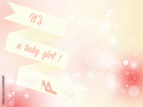 Baby shower invitation template cute vector card - baby girl