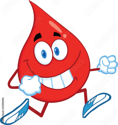 Red Blood Drop Cartoon Character Running