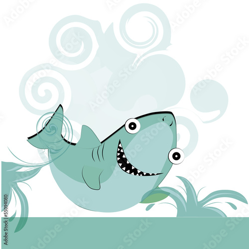 happy blue shark
