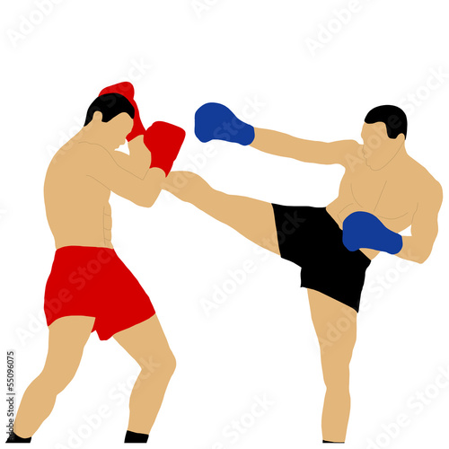 two boxers fighting with high kick