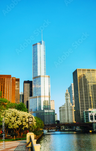 Trump International Hotel and Tower in Chicago, IL in morning photo