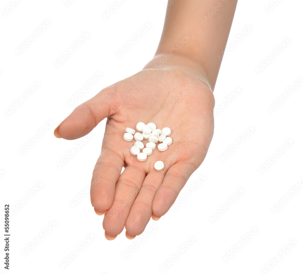 open hand painkiller pill tablets medicine