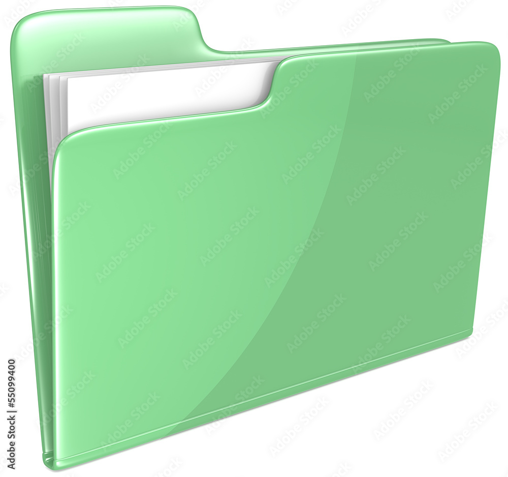 Green Folder.Open folder with papers. Green. Green Folder.Open folder with papers. Green.