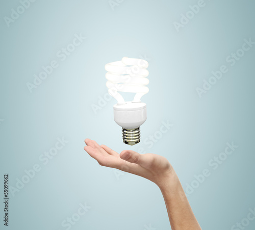 hand pand energy saving lamp photo