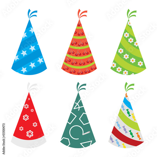 set of colorful party hats