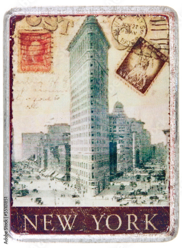 carte postale ancienne New York, couvercle boîte