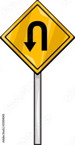 u turn sign clip art cartoon illustration