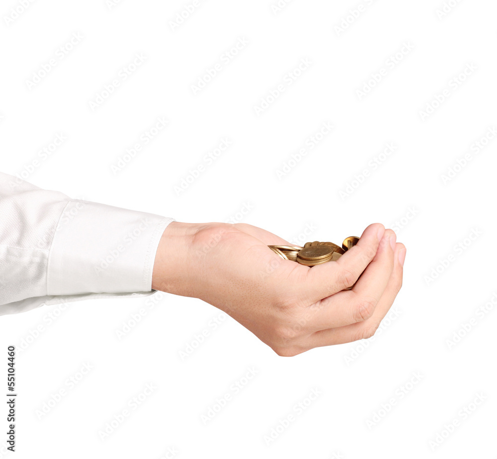 coin to money in hand