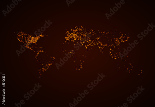 Night World map EPS10 vector