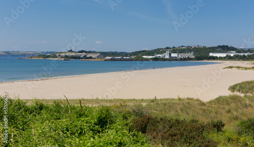 Slika na platnu Par sandy beach and blue sea Cornwall England