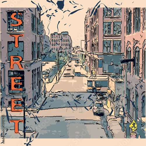 Obraz amerykańska ulica, lata 70.