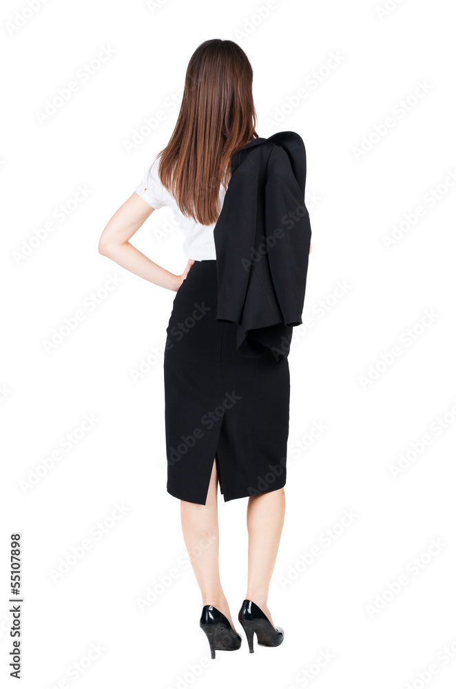 back view of thoughtful business woman contemplating. back view of thoughtful business woman contemplating.