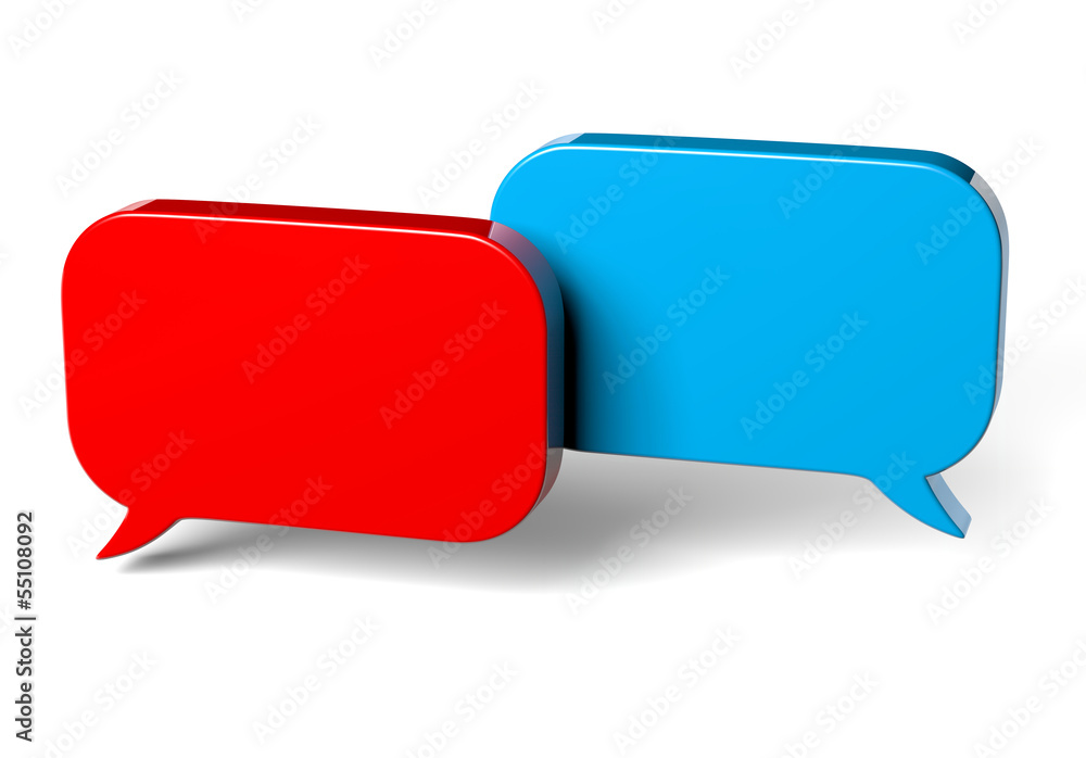 Two Red and Blue Bubble Speech Two Red and Blue Bubble Speech