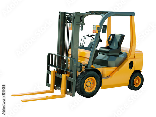 Forklift truck isolated photo