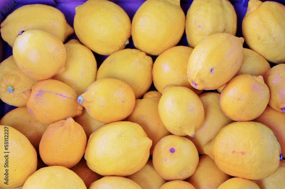 lemons background at the fruit market full screen of fruit