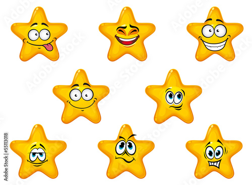 Yellow stars with happy emotions