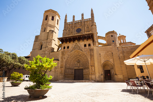  Huesca Cathedral in sunny day. Aragon