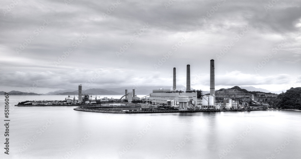 Power plant in black and white