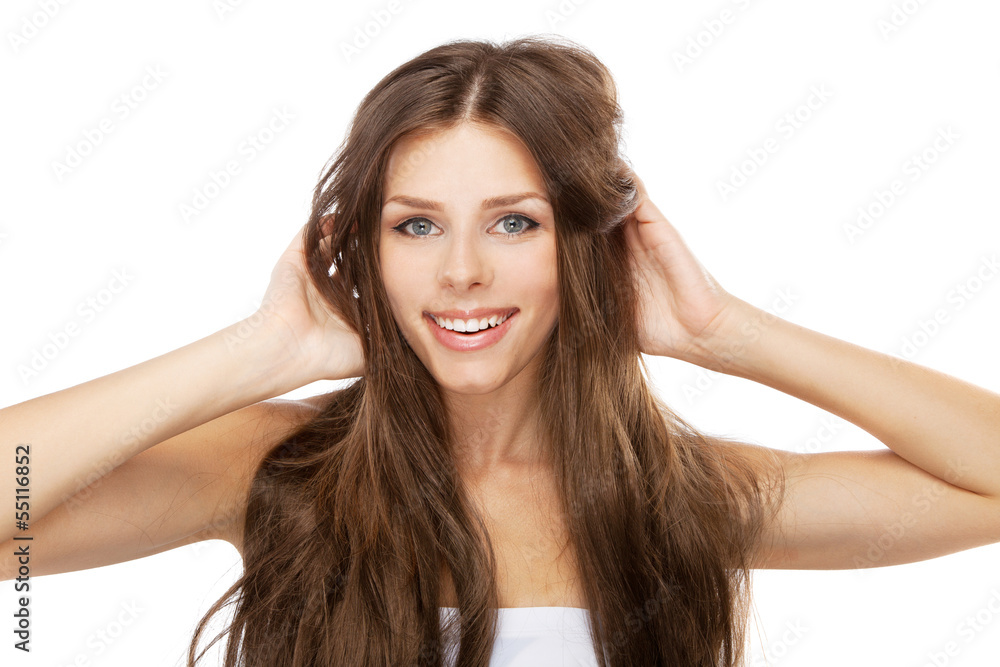 Fototapeta premium Beautiful young woman face portrait