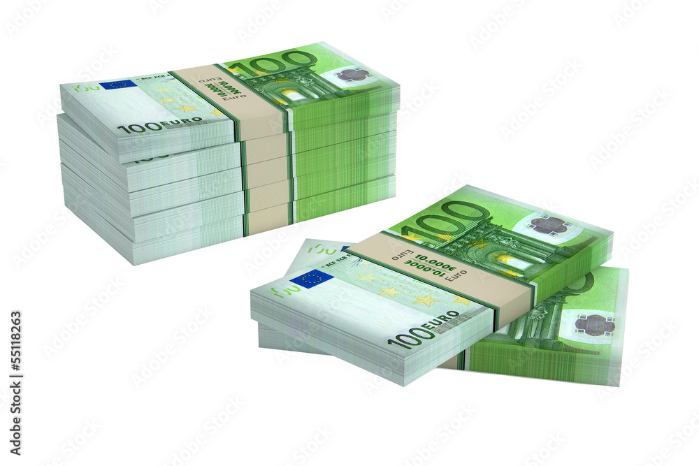 Euro bills isolated on white background Euro bills isolated on white background