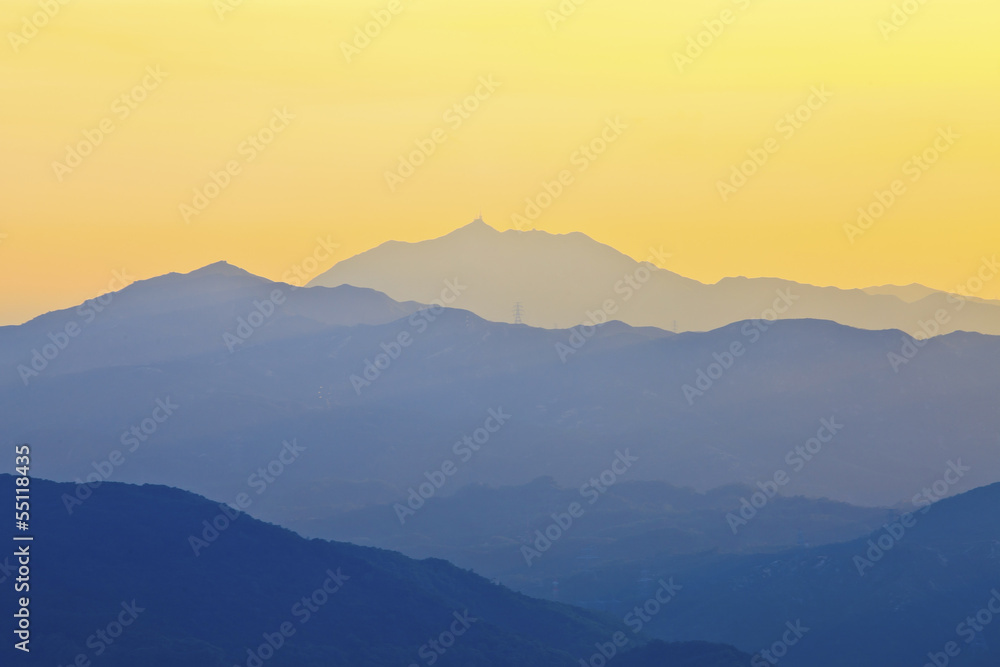 Foggy sunset on the mountains Foggy sunset on the mountains