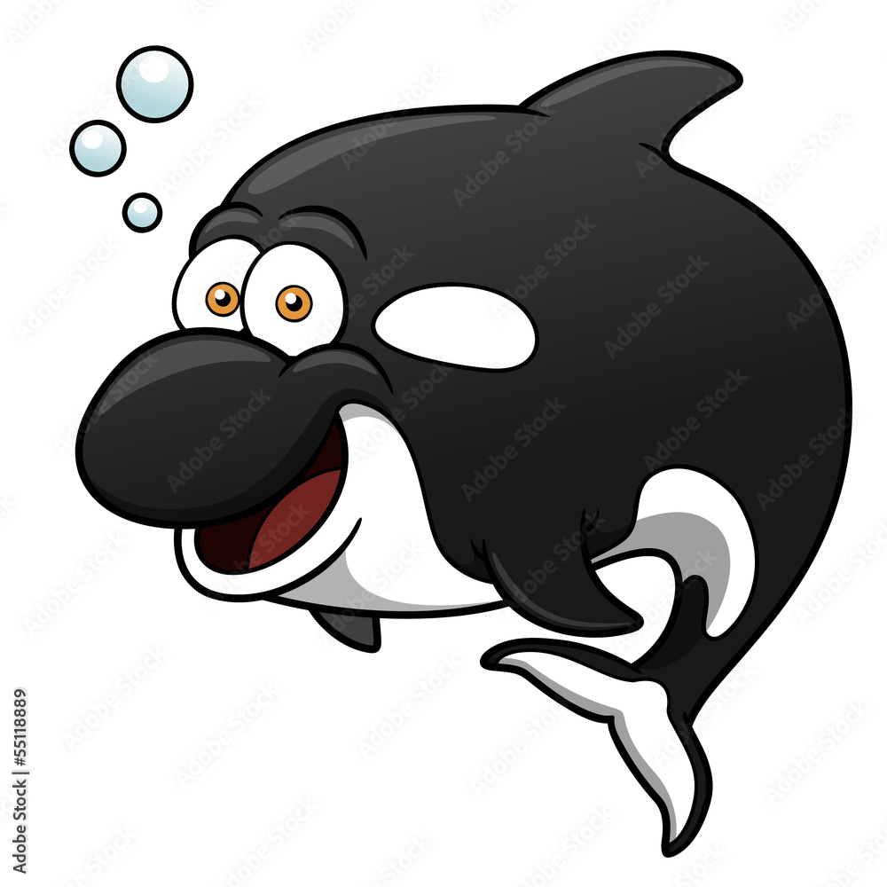 Naklejka premium Vector illustration of killer whale cartoon