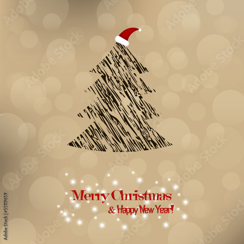 Christmas and New Year. Vector greeting card