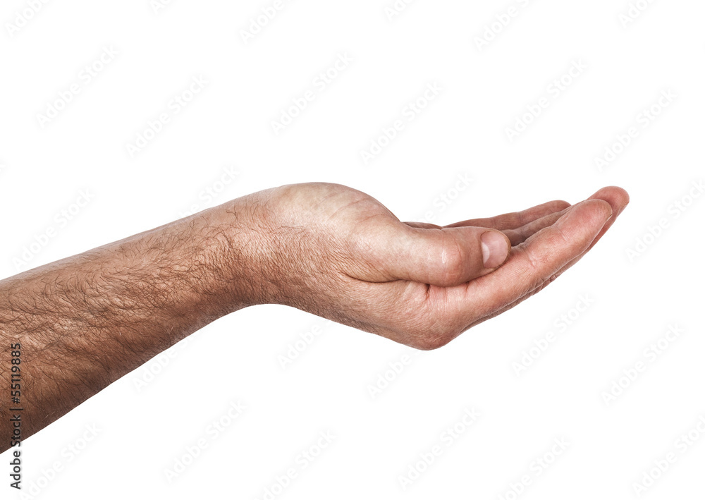 Hand holding blank space Hand holding blank space