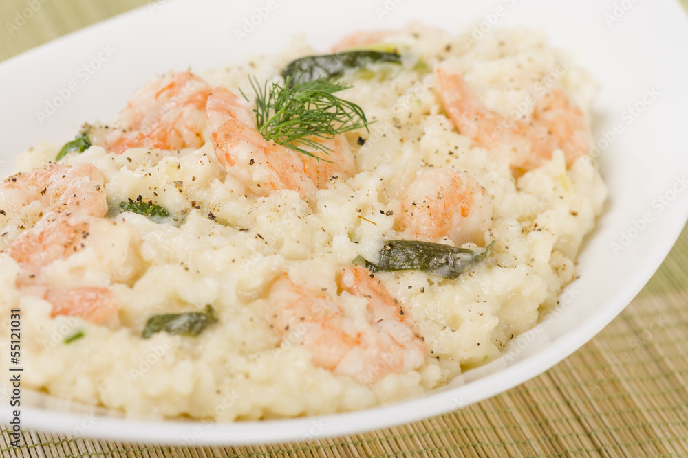 Prawn Risotto Bianco - Prawn risotto in creamy white wine sauce. Prawn Risotto Bianco - Prawn risotto in creamy white wine sauce.