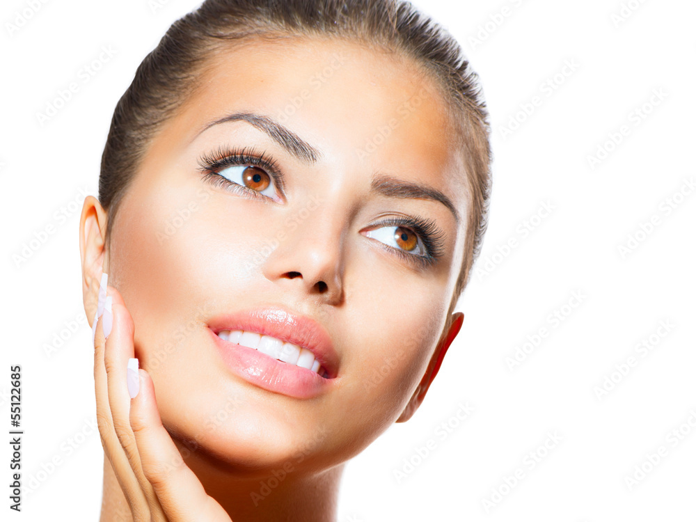 Beauty Portrait. Beautiful Spa Woman Touching her Face Beauty Portrait. Beautiful Spa Woman Touching her Face