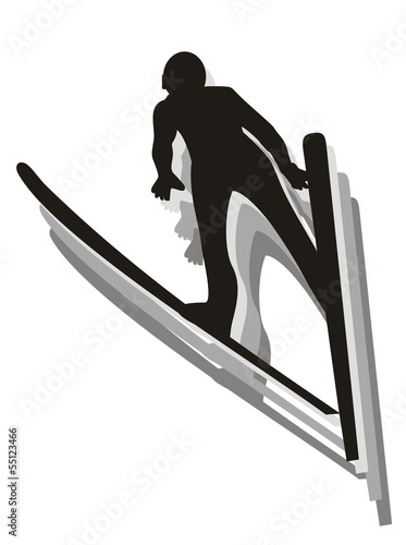 Skier jumping - Silhouette