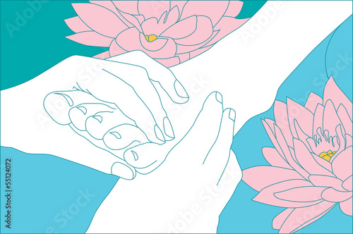 lotus flower in the caring hands of a beautician
