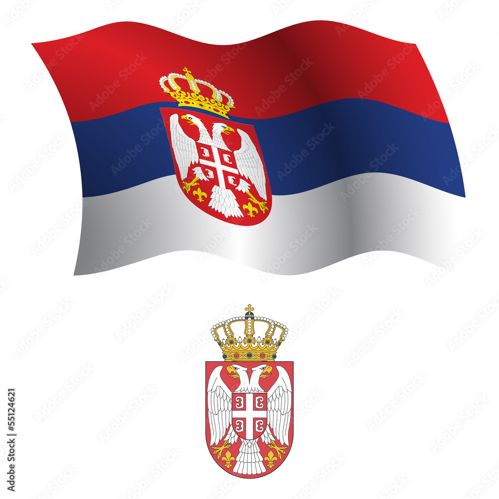 serbia wavy flag and coat serbia wavy flag and coat