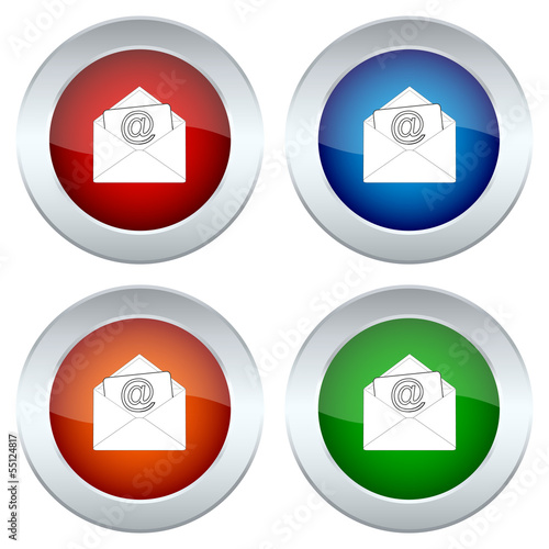 set of buttons with a picture of an envelope