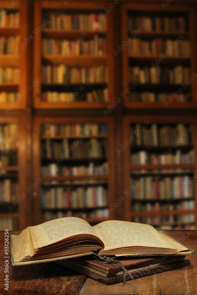 library setting with old books