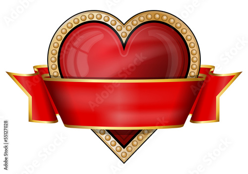 Hearts. card suit icons with ribbon