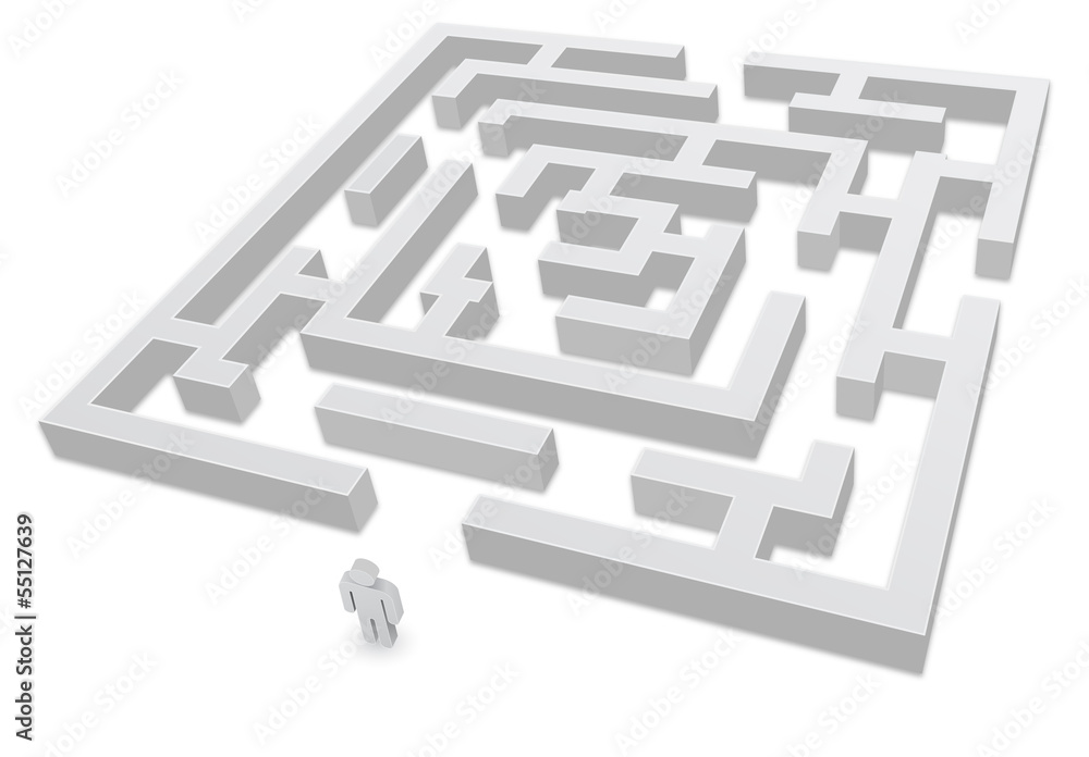 3d labyrinth with person icon 3d labyrinth with person icon